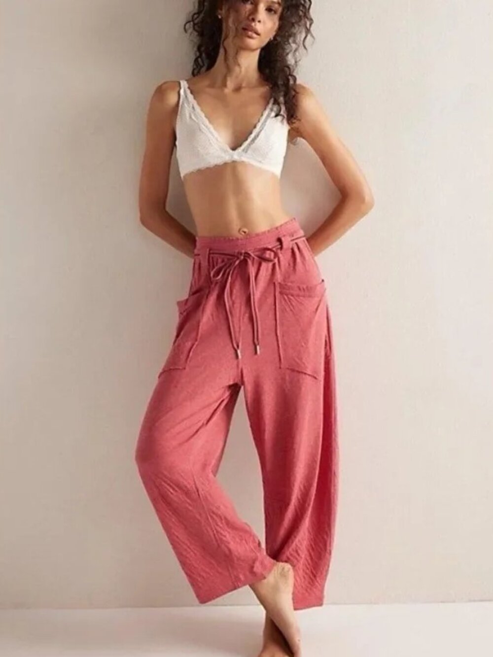 EUC Free People Wait a Minute Barrel Pants size- LARGE